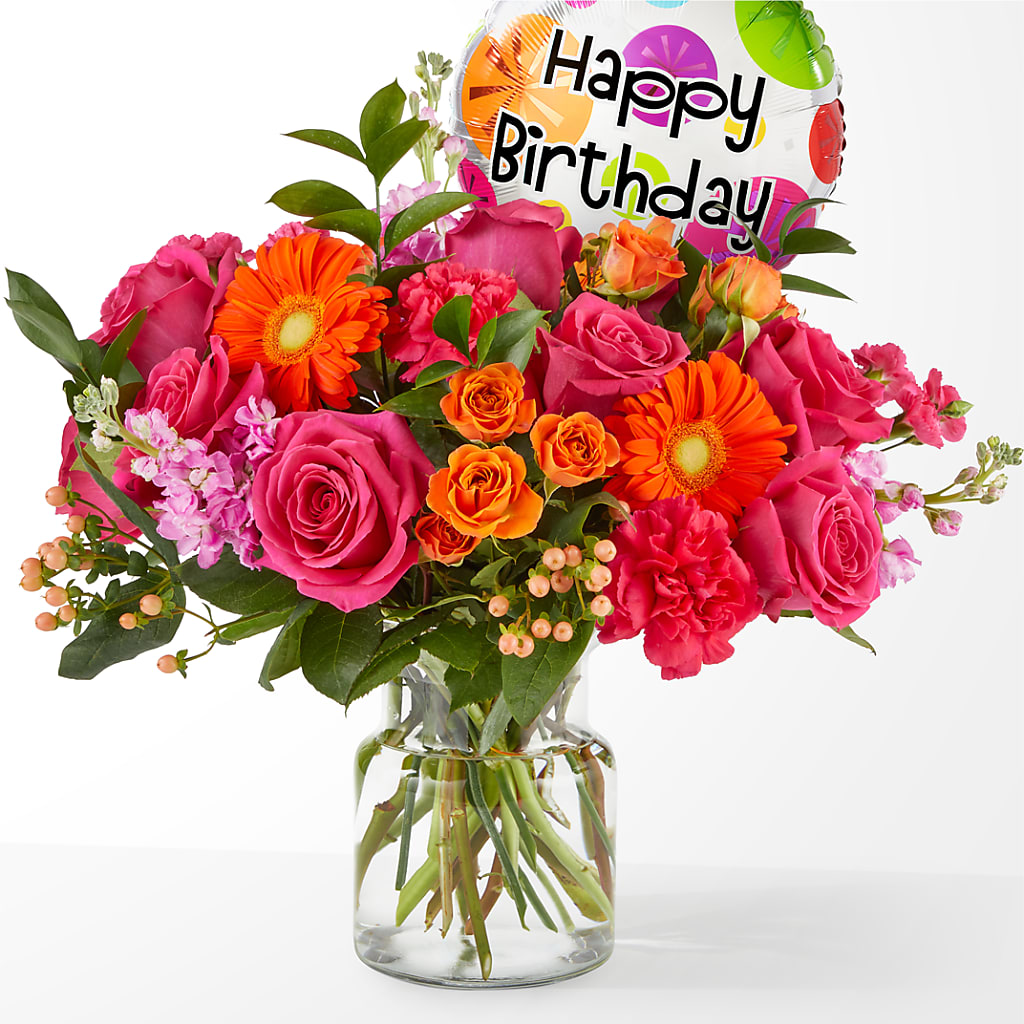 Fiesta Bouquet with Birthday Balloon – Flower.delivery, Tontitown AR