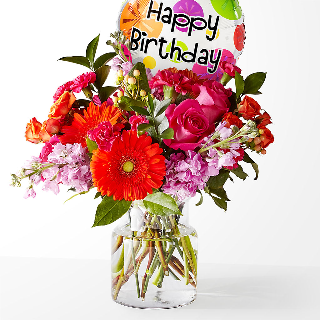 Fiesta Bouquet with Birthday Balloon – Flower.delivery, Tontitown AR