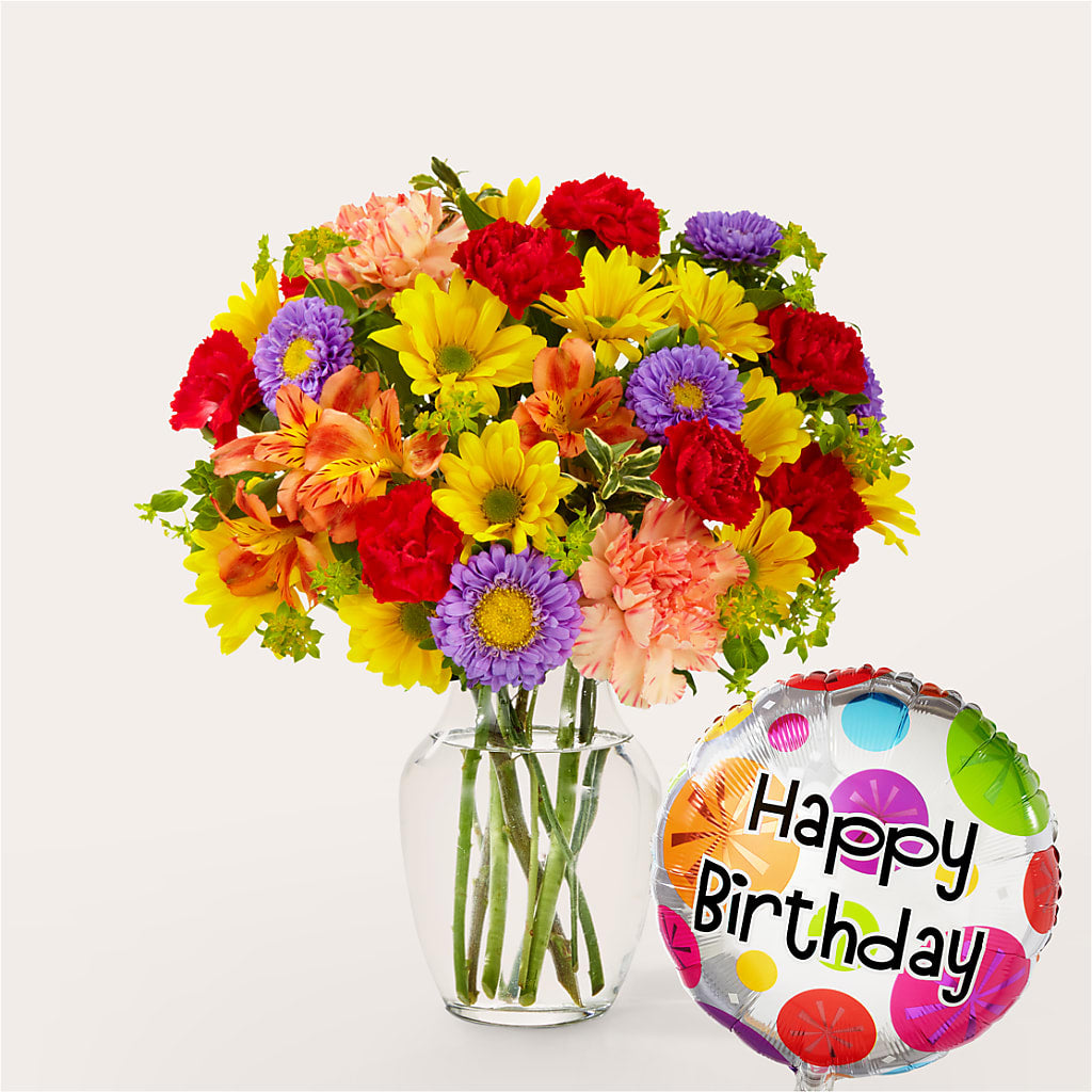Kaleidoscope Bouquet with Birthday Balloon – Flower.delivery, Tontitown AR