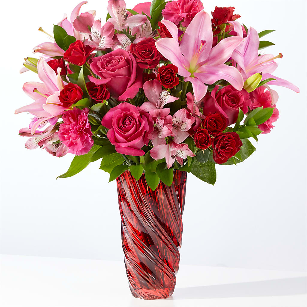 In Love Bouquet with Luxe Swirl Vase – Flower.delivery, Tontitown AR