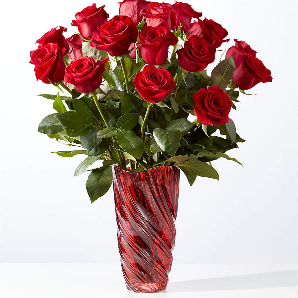 Classic Love Red Rose Bouquet with Luxe Swirl Vase – Flower.delivery, Tontitown AR