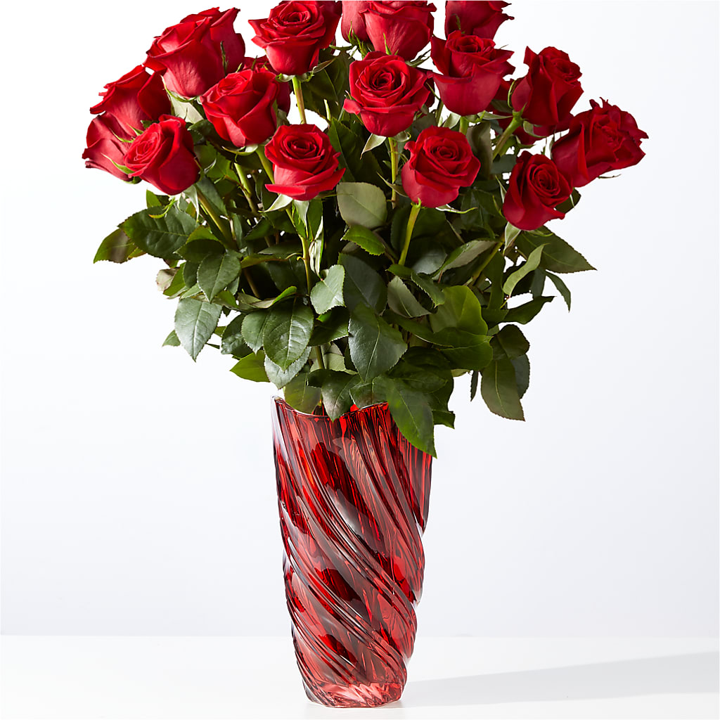 Classic Love Red Rose Bouquet with Luxe Swirl Vase – Flower.delivery, Tontitown AR