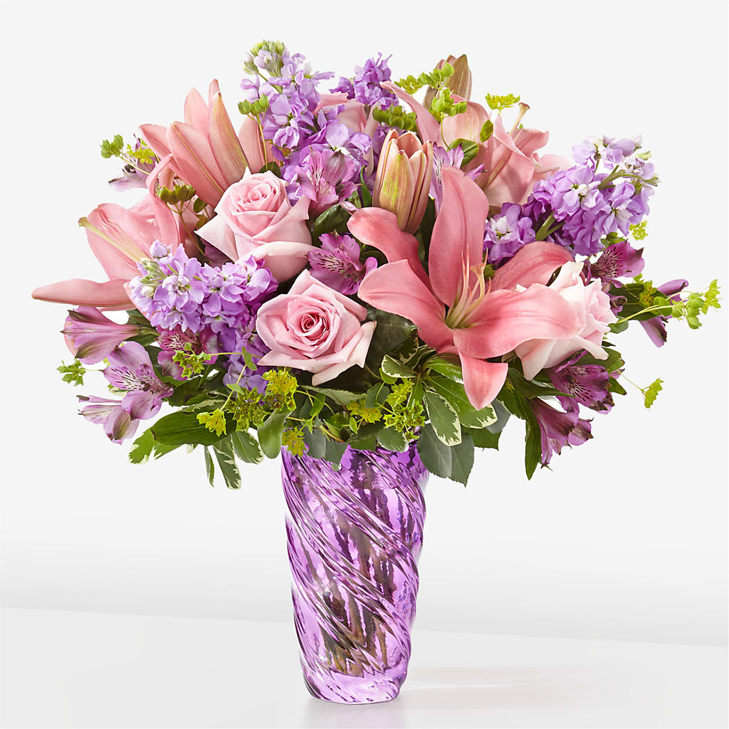 Precious Petals Bouquet with Luxe Swirl Vase – Flower.delivery, Tontitown AR