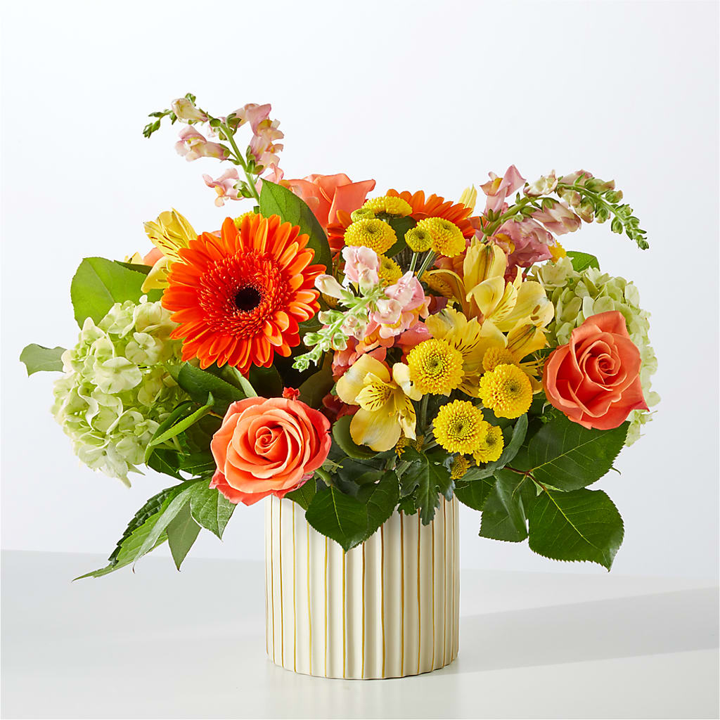 Autumn Sunshine Bouquet with Ivory Vase –  Flower.delivery, Tontitown AR