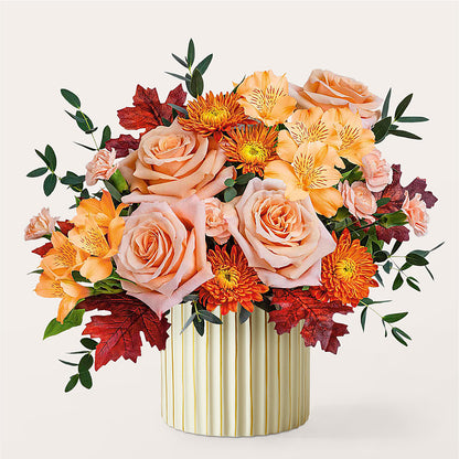 Spiced Latte Bouquet with Ivory Vase –  Flower.delivery, Tontitown AR